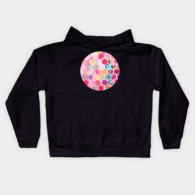 Rainbow Honeycomb - colorful hexagon pattern Kids Hoodie by micklyn